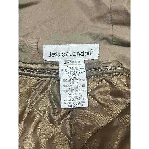 Jessica London Sporty Anorak Parka Jacket Faux Fur Trim‎ Womans Size 24 - Picture 5 of 9